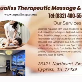 Our traditional full body massage in Cypress, TX 
includes a combination of different massage therapies like 
Swedish Massage, Deep Tissue,  Sports Massage,  Hot Oil Massage
at reasonable prices.