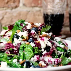 arugula, radicchio, feta, candied pecans, poppy seed dressing