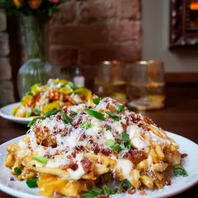 caesar dressing, bacon, parmesan, green onions