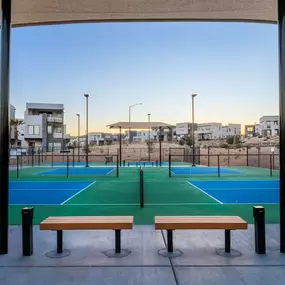 Play a friendly round of pickle ball with neighbors