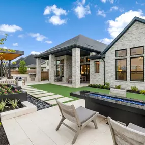 Spacious backyard with covered patio