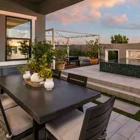 Beautiful covered patios with ample space for outdoor living, dining and entertaining