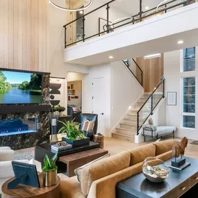 Floor-to-ceiling windows in the Samish great room