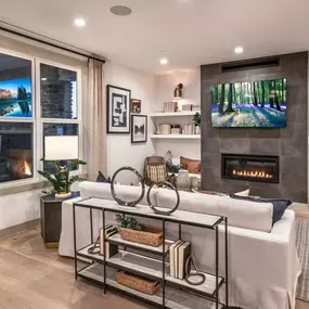 Great room with cozy fireplace provides the perfect spot for casual living