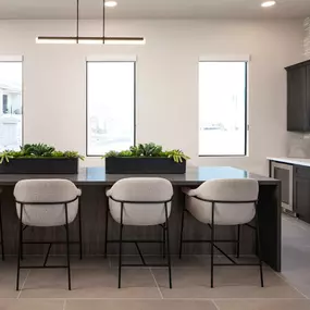 Community kitchen with beautiful seating area