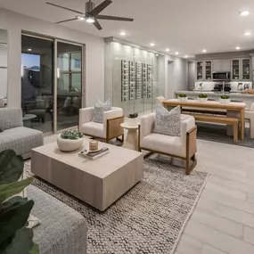 Spacious great room provides seamless transition to dining area and kitchen