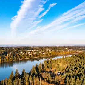 The community sits above Lacamas Lake