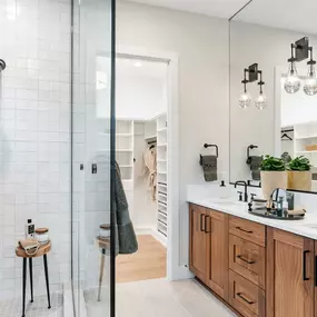 Primary bathroom of the Cushman home design