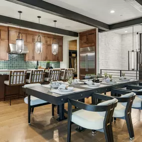 Open kitchen and dining area of the Cushman with Basement home design