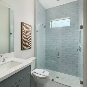 Secondary bathrooms offer guests luxury and convenience