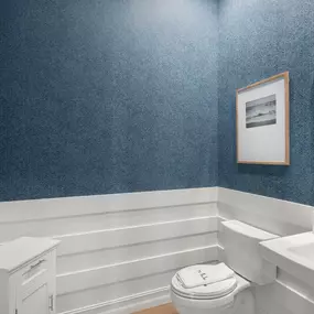 Convenient powder rooms just off the main entry