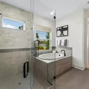 Spa-inspired primary bathrooms