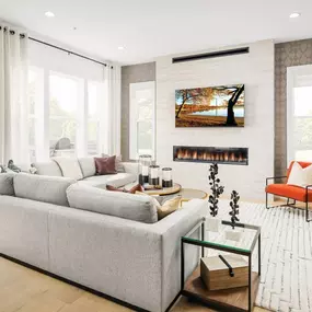 Florin great room with fireplace