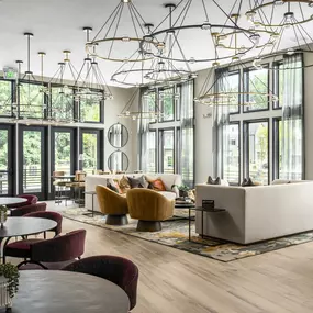 Clubhouse clubroom with multiple seating areas