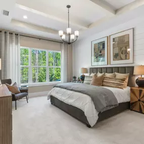 Spacious primary bedroom suites with tray ceiling