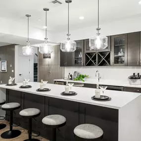 Entertain with ease in the basement with the built-in wet bar