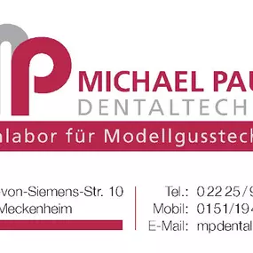 Michael Pauw Dentaltechnik Vistitenkarte
