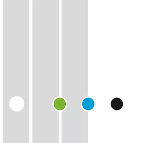 SW Kommunikation Abstrakte Liniengrafik mit Kreisen in Weiß, Grün, Blau und Schwarz, modernes minimalistisches Design