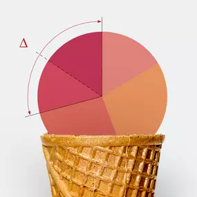 SW Kommunikation Originelle Illustration eines Eiswaffelhörnchens mit Tortendiagramm, kreative Mischung aus Statistik und Food-Art
