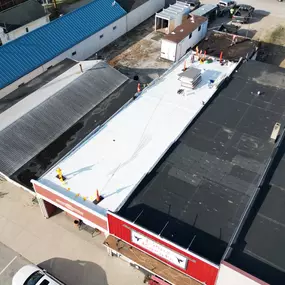 Commercial TPO roof replacement in North Webster Indiana by Roof Monkey USA