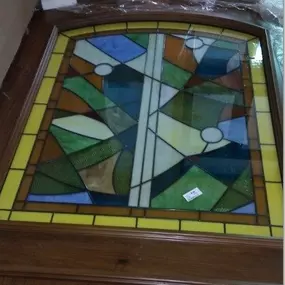 Solid Teak Entrance Door with Stained Glass