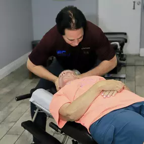 Dr. Dahmer adjusting a patient