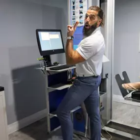 Christopher Ferguson setting up the spinal decompression table