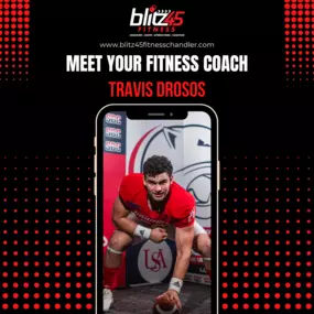 Meet Coach Travis!
Blitz45 Fitness NEW Athletic Trainer. 
Travis has a background in athletic conditioning as a former BIG TEN athlete at UCLA Football.