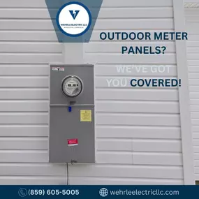 Outdoor electrical meter panel installed on home exterior by Wehrle Electric LLC, local electricians in Covington KY serving a 40-mile radius.