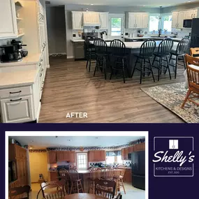 This was a fun kitchen make-over that included refinishing the golden oak kitchen cabinets in Coachmens Cape &  Greek Villa. We also  installed hidden, self closing hinges and new updated hardware.