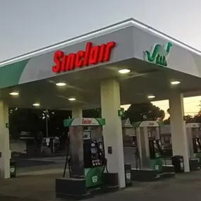 Sinclair gas station fueling island