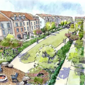 A peaceful linear park brings nature and neighborhood charm together.