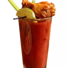 Bloody Mary topped with an Original (Medium) Chicken Wing