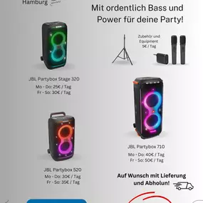 Bild von SOUNDBOKS  JBL Partybox Verleih - Lautsprecher mieten in Hamburg beim Eventservice Hamburg - der Partyverleih