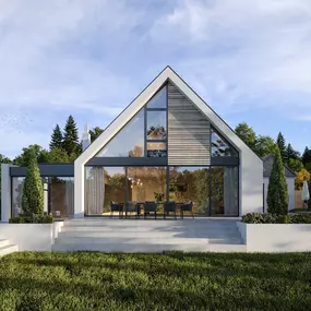 Modern coastal home with glass front and open-plan design in Bournemouth.