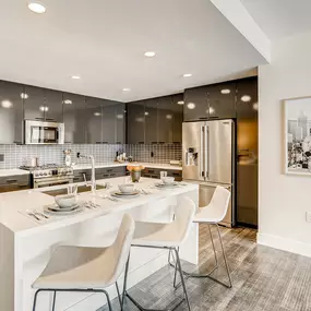 Kitchen Island with Stools at Sentral DTLA at 732 S. Spring