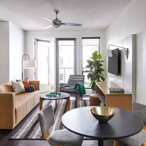 Beautifully Lit Living Room and Dining Area at Sentral East Austin at 1614 E. 6th