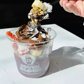 Handcrafted acai and smoothie bowls.