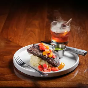 Chimichurri steak churrasco with smoked old fashioned