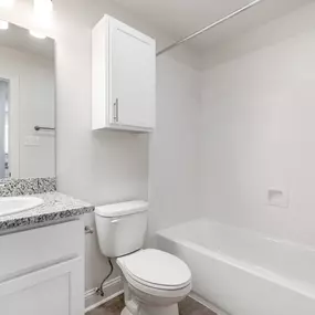 Renovated Bathroom with White Cabinetry