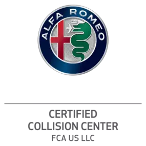 Alfa Romeo Certified Collision Center logo displayed by Flower Hill Auto Body of Huntington, located at 15 W Stepar Pl, Huntington Station, NY 11746. Our shop is officially recognized by FCA US LLC as an Alfa Romeo Certified Collision Center, meeting the manufacturer’s standards for equipment, training, and repair quality. We provide factory-approved repairs for Alfa Romeo vehicles, using OEM parts and advanced technology to restore your vehicle to its original performance and safety standards. 