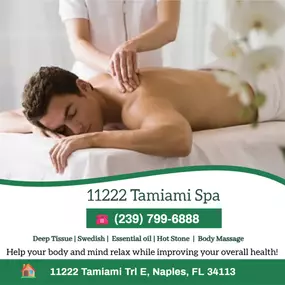 The full body massage targets all the major areas of the body that are most subject to strain and
discomfort including the neck, back, arms, legs, and feet. 
If you need an area of the body that you feel needs extra consideration, 
such as an extra sore neck or back, feel free to make your massage therapist aware and
they will be more than willing to accommodate you.