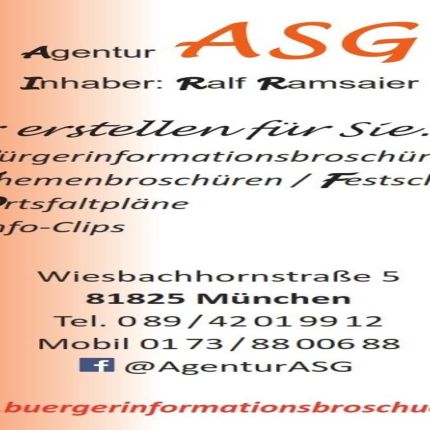 Logo od Agentur ASG Inhaber: Ralf Ramsaier
