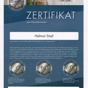Glaserei Stief Duschmaster Zertifikat Köln