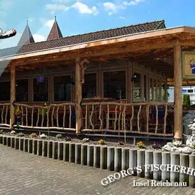 Georg's Fischerhütte, Reichenau, Fischrestaurant, Terrasse, Seeblick, Restaurant, Gaststätte, frischer Fisch, Fangfrisch, Bodenseefisch, Fisch essen gehen, Abendessen, Mittagstisch