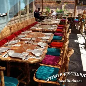 Georg's Fischerhütte, Reichenau, Fischrestaurant, Terrasse, Seeblick, Restaurant, Gaststätte, frischer Fisch, Fangfrisch, Bodenseefisch, Fisch essen gehen, Abendessen, Mittagstisch