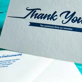 Wir von cocubu können auch Printdesign. Hier ein Beispiel einer Dankeskarte von Swabian Instruments