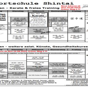 Trainingsplan Sportschule Shintai Köln