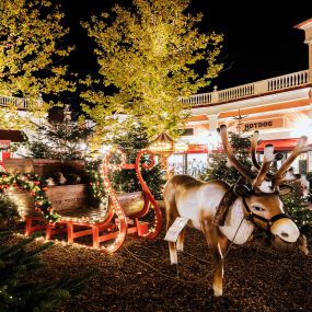 Tagesausflug in Schleswig Holstein. Shoppingausflug in das Designer Outlet Neumünster. Designer Marken zu Outlet Preisen; Weihnachtsgeschenke shoppen, festliche Atmosphäre, Weihnachtslounge, Glühwein, Crepe, Burger & Pommes, Rentier, Schlitten