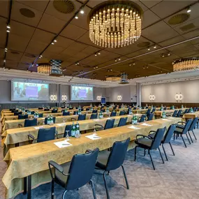 Meeting Room Lübeck I+II classroom set-up with dual projection #1